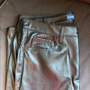 Old Navy Shiny Black Faux Leather Trousers.  Size 16
